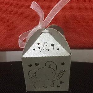 10pcs Elephant Laser Cut Hollow Carriage Favors Box Gifts Candy Boxes With Ribbon Baby Shower Wedding Event Party Supplies