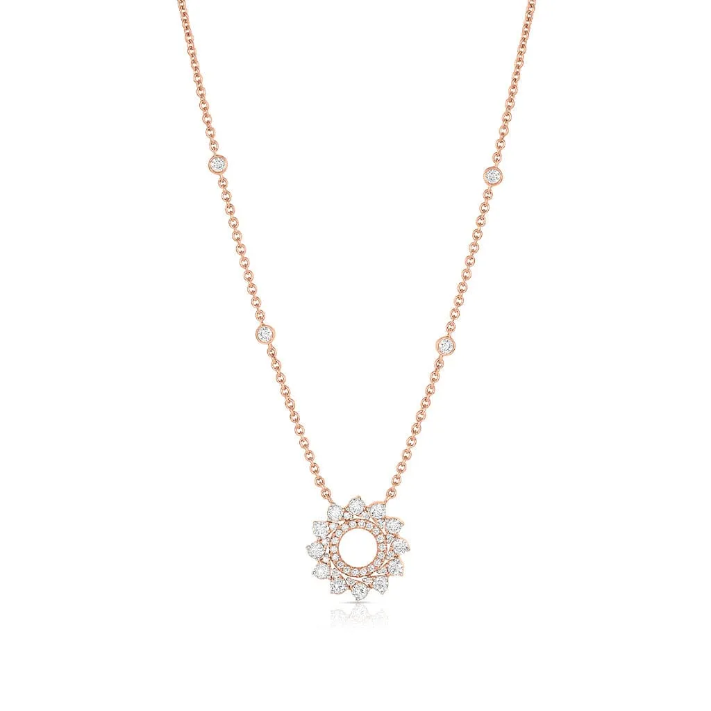 18K ROSE GOLD DIAMOND ROUND WREATH NECKLACE