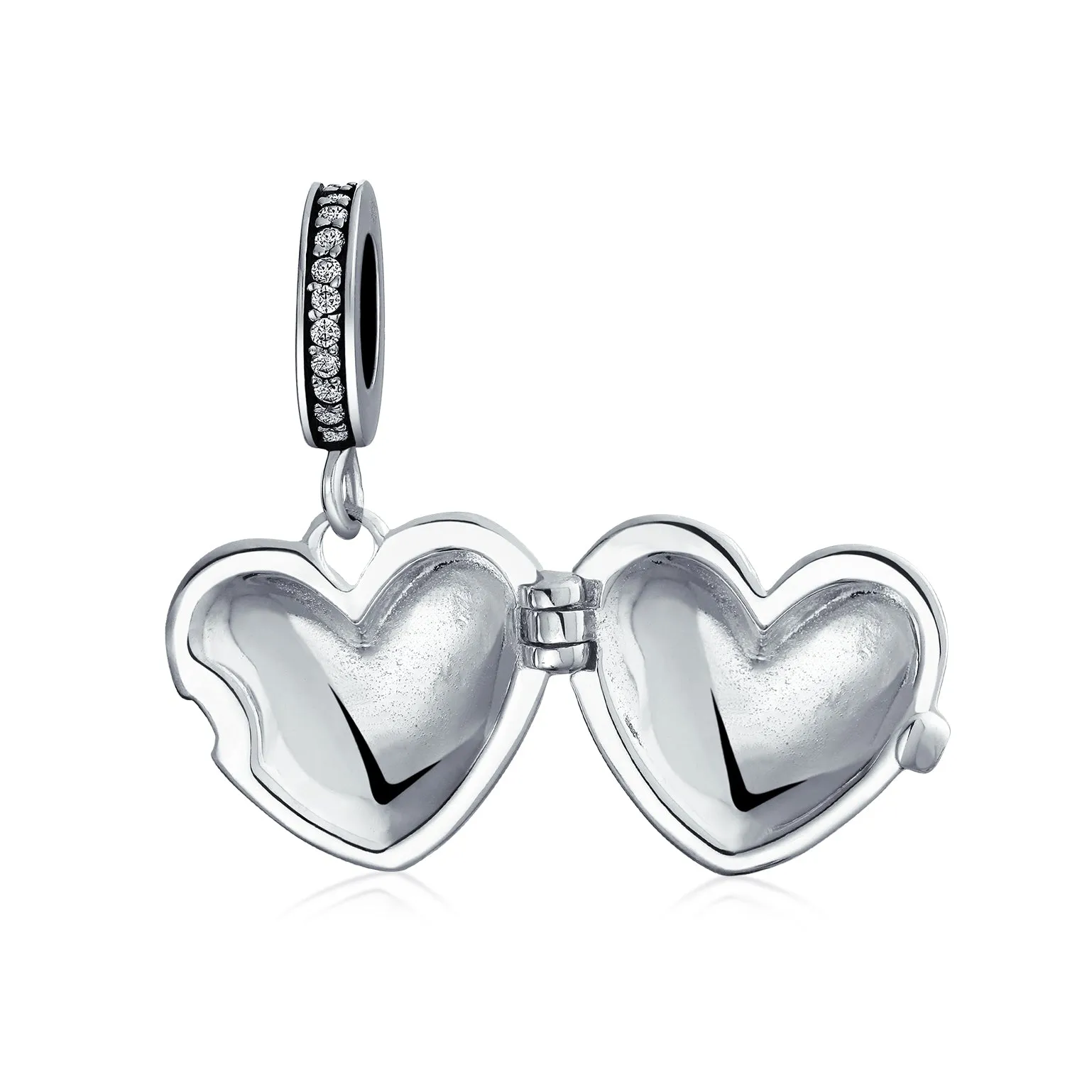 2 Tone Words #1 Mom Dangle MY Wife Heart Locket Charm Bead .925 Silver