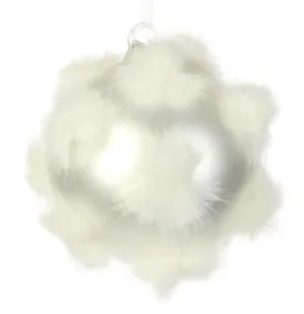 4.75" POMPOM GLASS BALL ORNAMENT