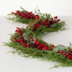 5'L Sullivans Cedar Berry Garland, Green Christmas Garland