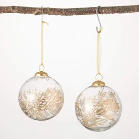 5"H Sullivans Gold Pine Ball Ornament - Set of 2, Gold Christmas Ornaments