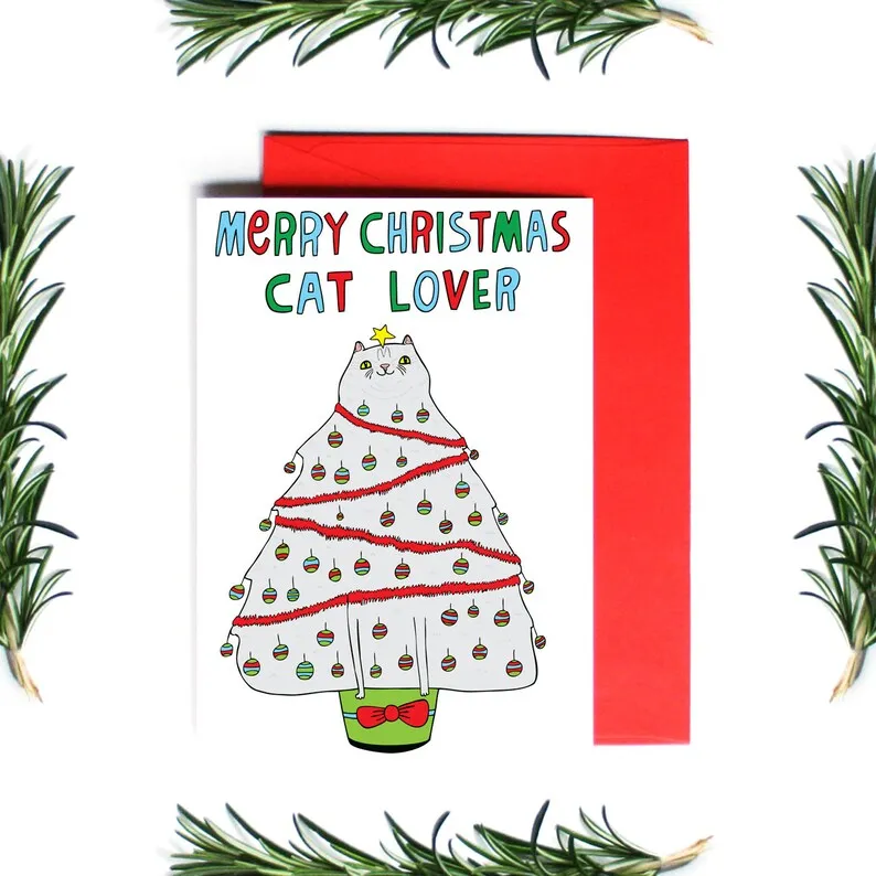 Able And Game Christmas Card - Merry Christmas Cat Lover