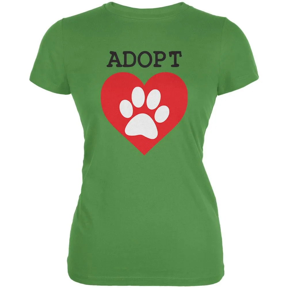 Adopt Heart Paw Aqua Juniors Soft T-Shirt