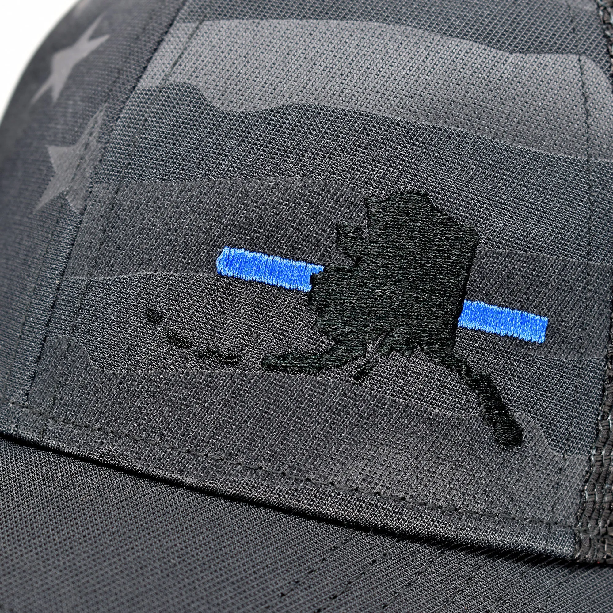 Alaska State Outline Hat - Blue Line Police Support Design, Adjustable Cap