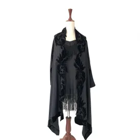 Aleena & Fareena Black Embroidered Slip & Cape | Gently Used |