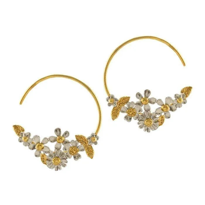 Alex Monroe Posy Bloom Hoop Earrings - 22ct Gold Mix