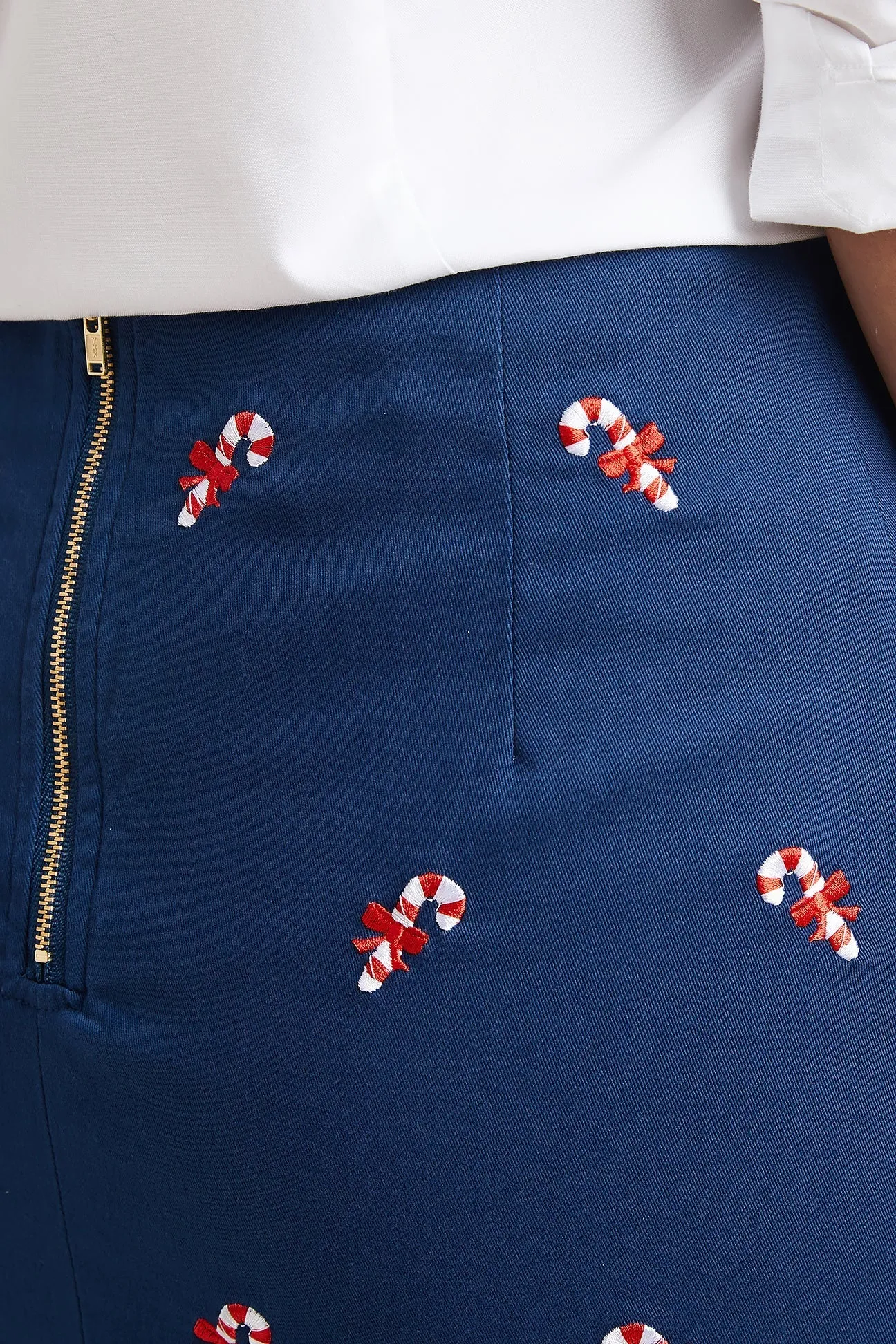 Ali Skirt Stretch Twill Nantucket Navy with Candy Cane