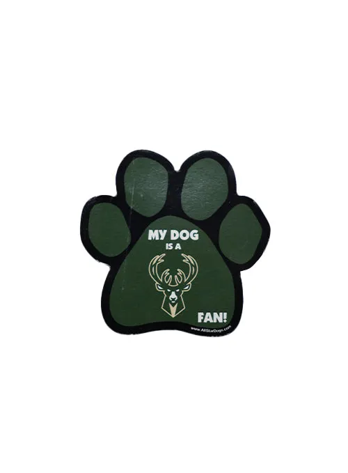 All Star Dogs Milwaukee Bucks Fan Paw Print Car Magnet