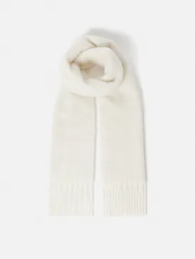 Alpaca Blend Fringed Scarf | Cream