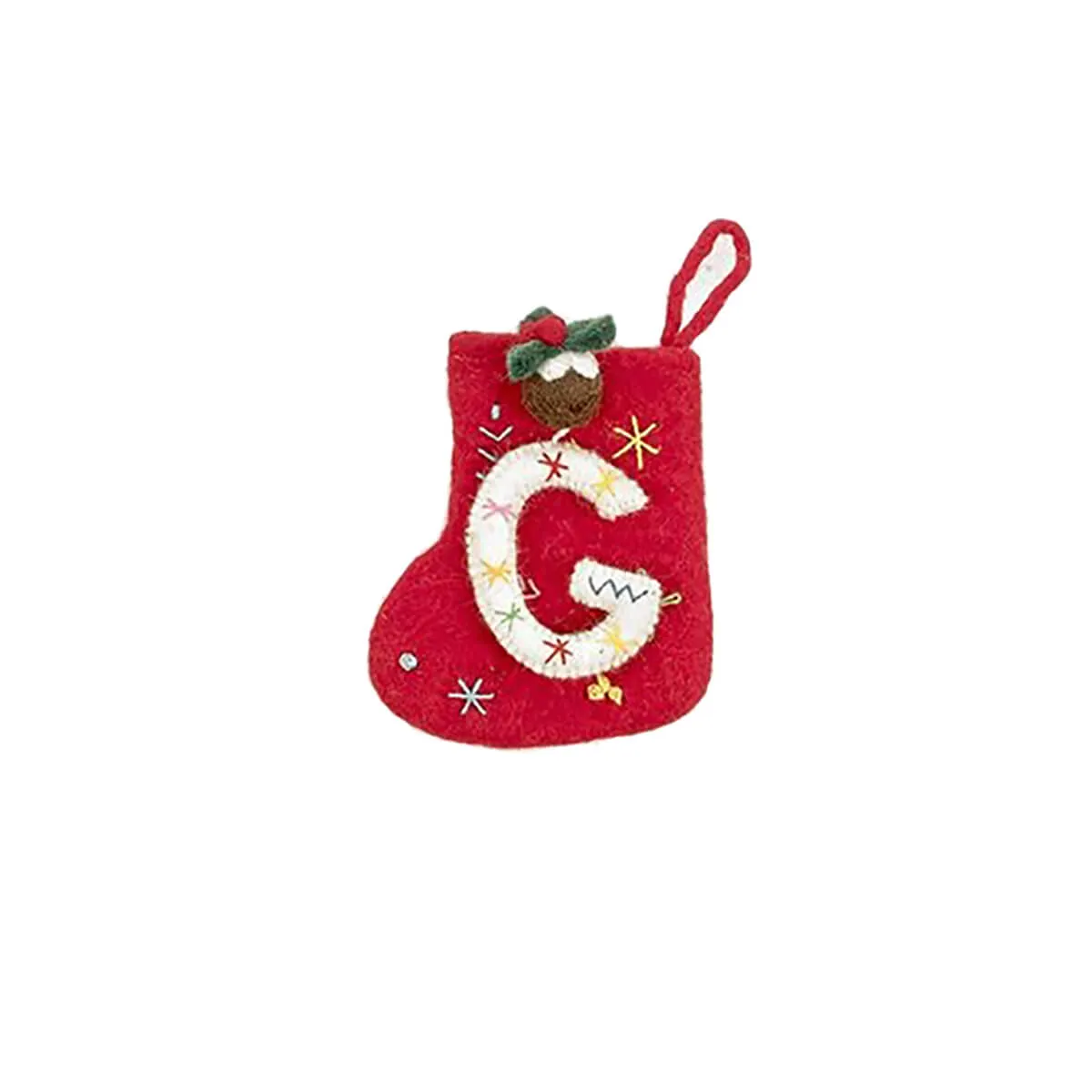 Alphabet Mini Christmas Stocking Hanging Decorations (Various Letters A-Z) by Felt So Good