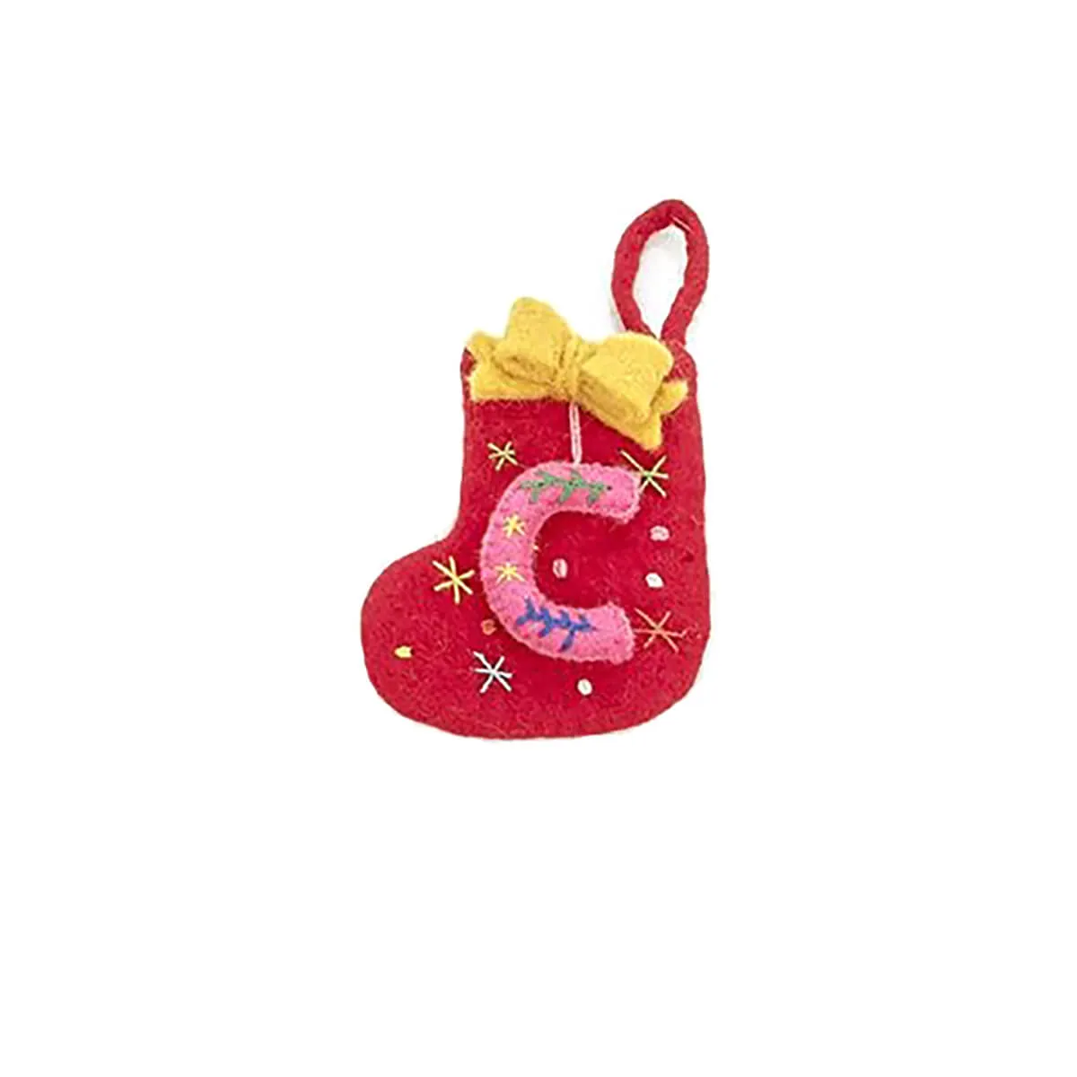 Alphabet Mini Christmas Stocking Hanging Decorations (Various Letters A-Z) by Felt So Good