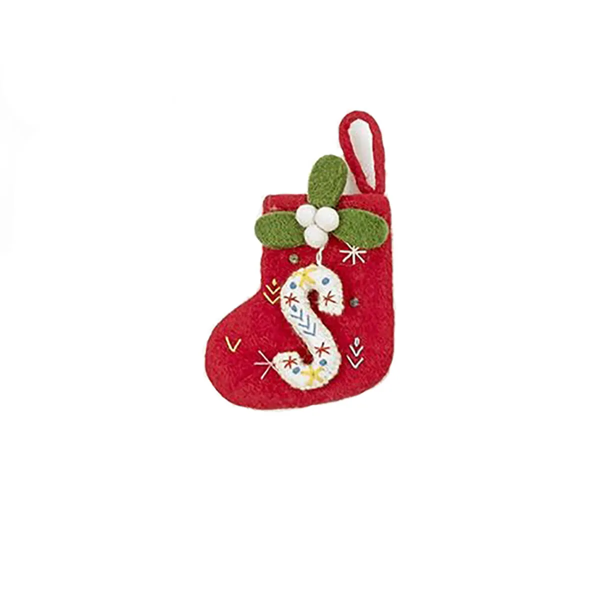 Alphabet Mini Christmas Stocking Hanging Decorations (Various Letters A-Z) by Felt So Good