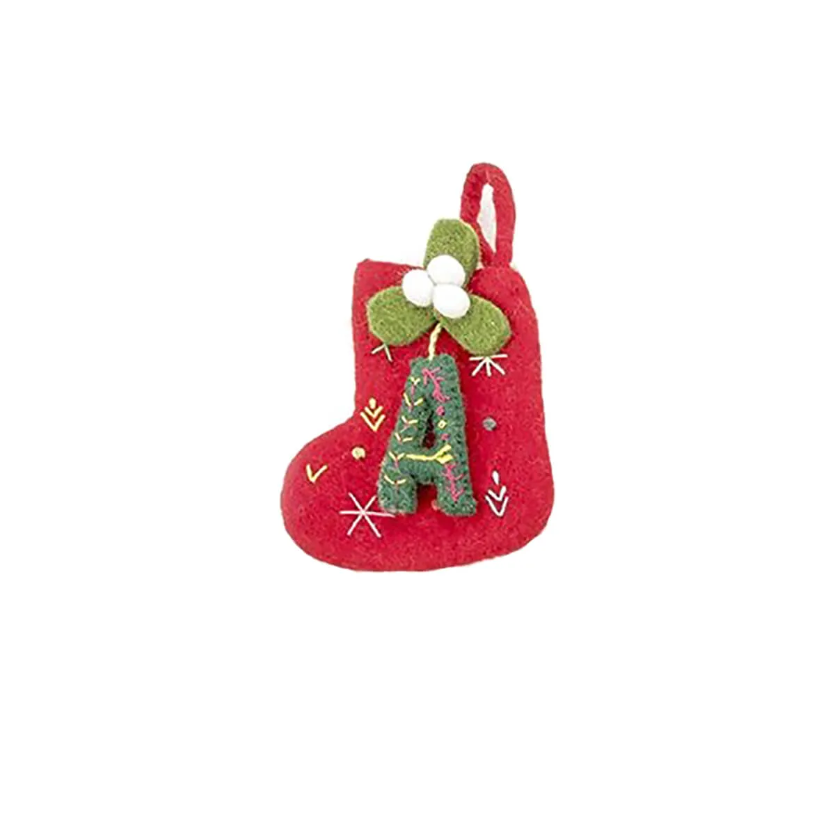 Alphabet Mini Christmas Stocking Hanging Decorations (Various Letters A-Z) by Felt So Good