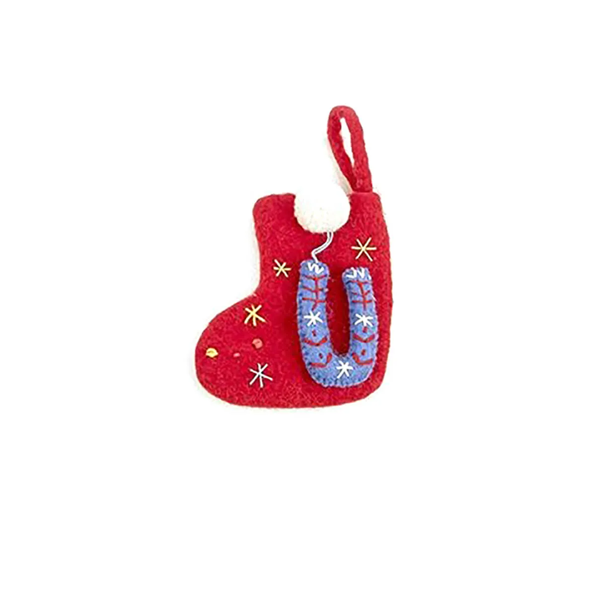 Alphabet Mini Christmas Stocking Hanging Decorations (Various Letters A-Z) by Felt So Good