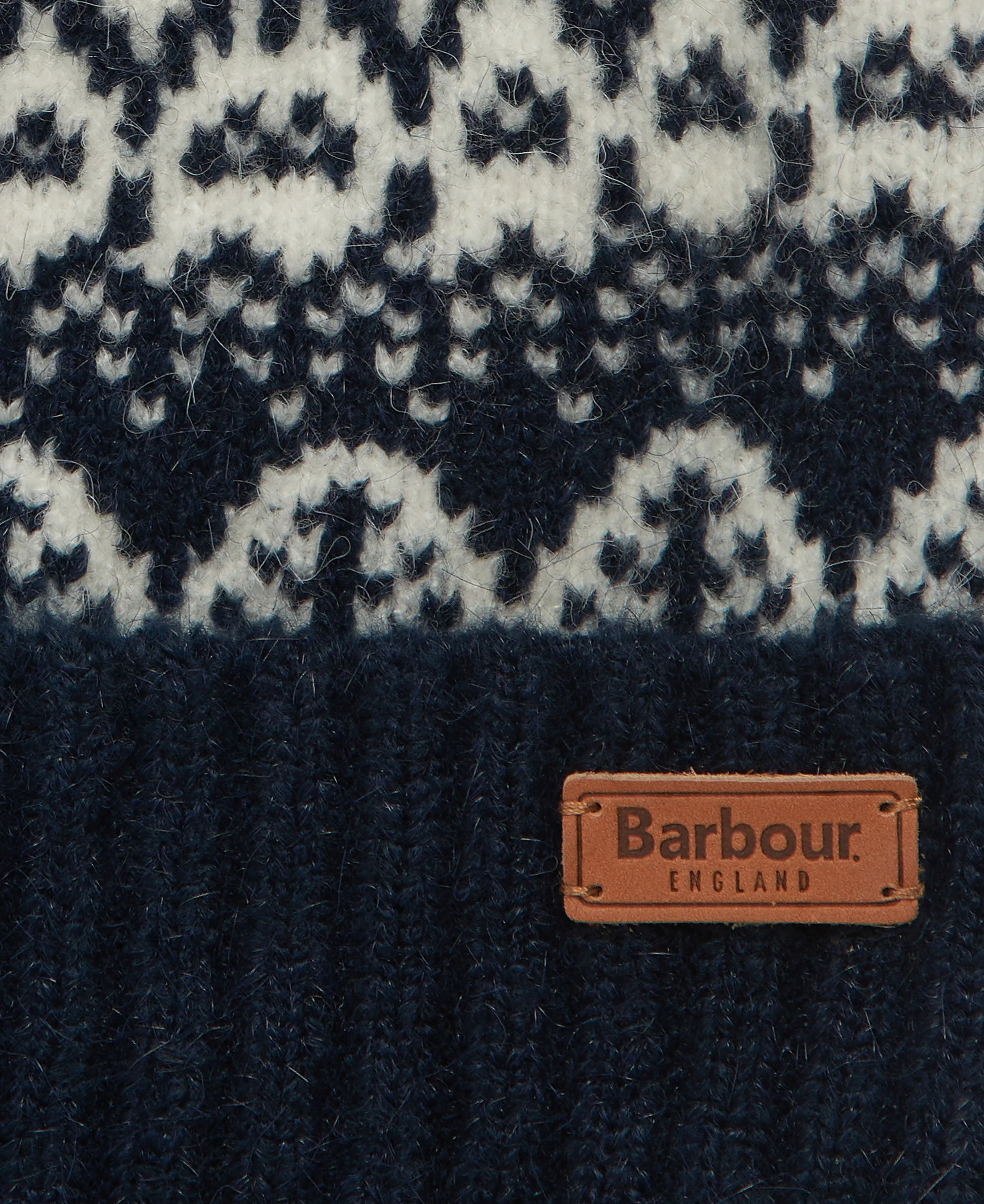 Alpine Fairisle Pom Beanie - Navy