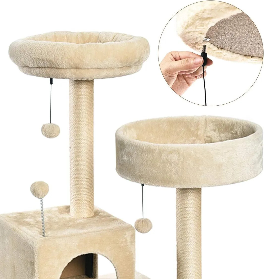 Amazon Basics Multi-Level Cat Tree Indoor Climbing Activity Cat Tower with Scratching Posts, Cave, and Step Ladder