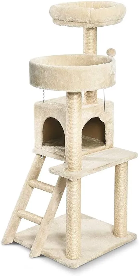 Amazon Basics Multi-Level Cat Tree Indoor Climbing Activity Cat Tower with Scratching Posts, Cave, and Step Ladder