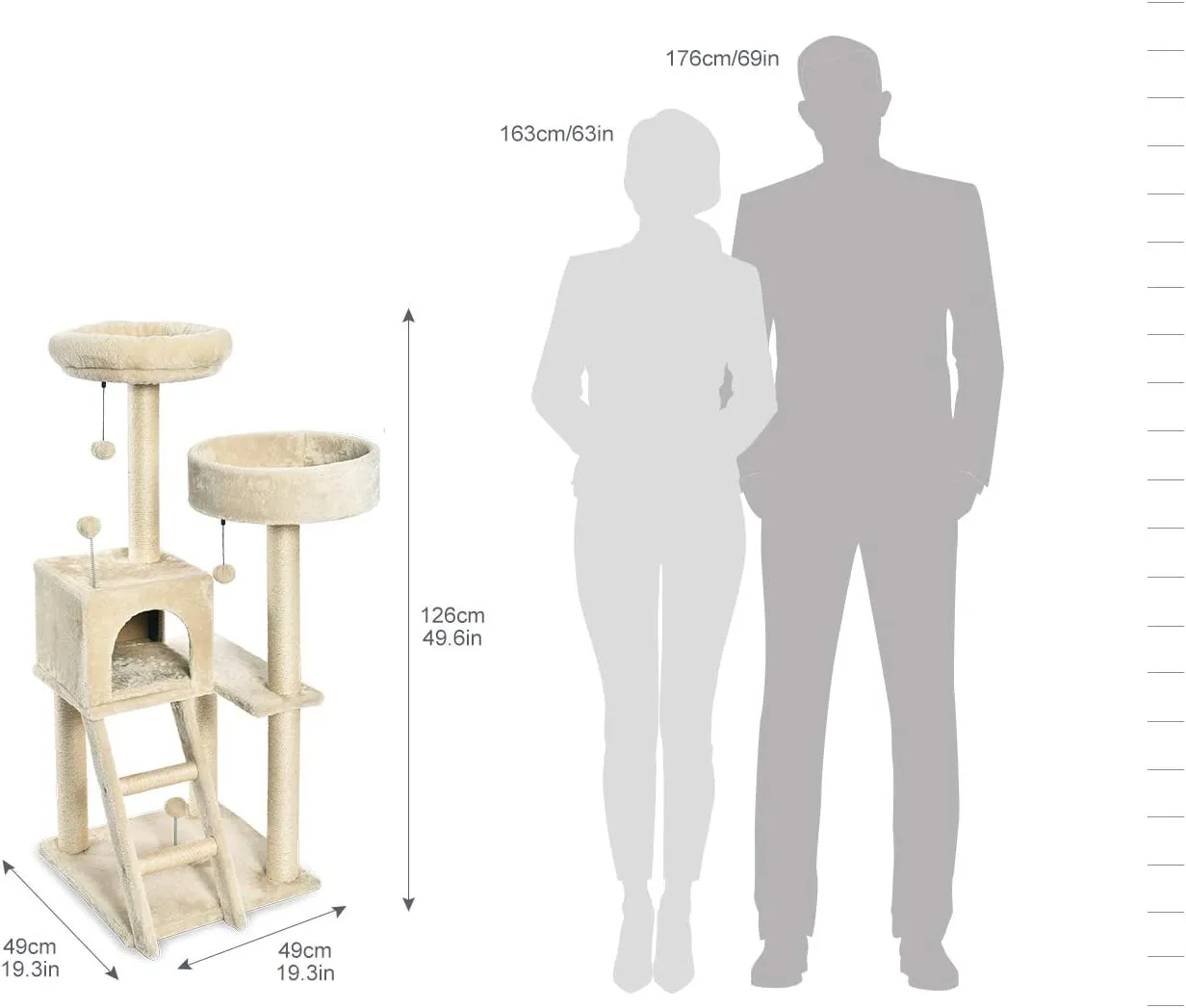 Amazon Basics Multi-Level Cat Tree Indoor Climbing Activity Cat Tower with Scratching Posts, Cave, and Step Ladder