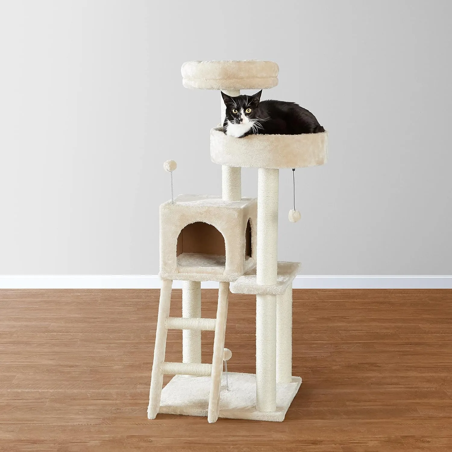 Amazon Basics Multi-Level Cat Tree Indoor Climbing Activity Cat Tower with Scratching Posts, Cave, and Step Ladder