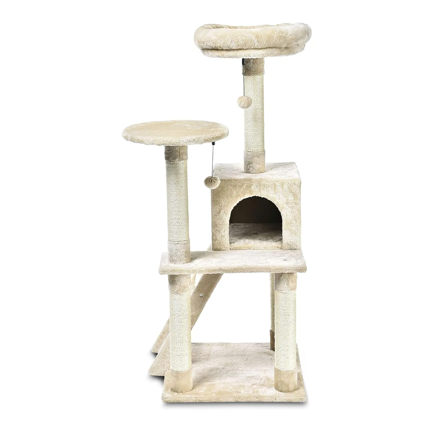 Amazon Basics Multi-Level Cat Tree Indoor Climbing Activity Cat Tower with Scratching Posts, Cave, and Step Ladder