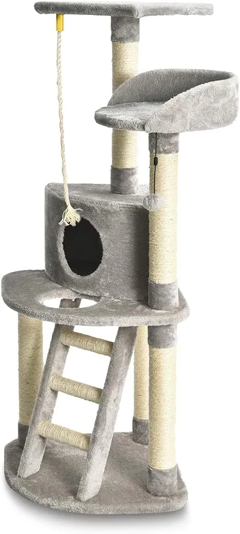 Amazon Basics Multi-Level Cat Tree Indoor Climbing Activity Cat Tower with Scratching Posts, Cave, and Step Ladder