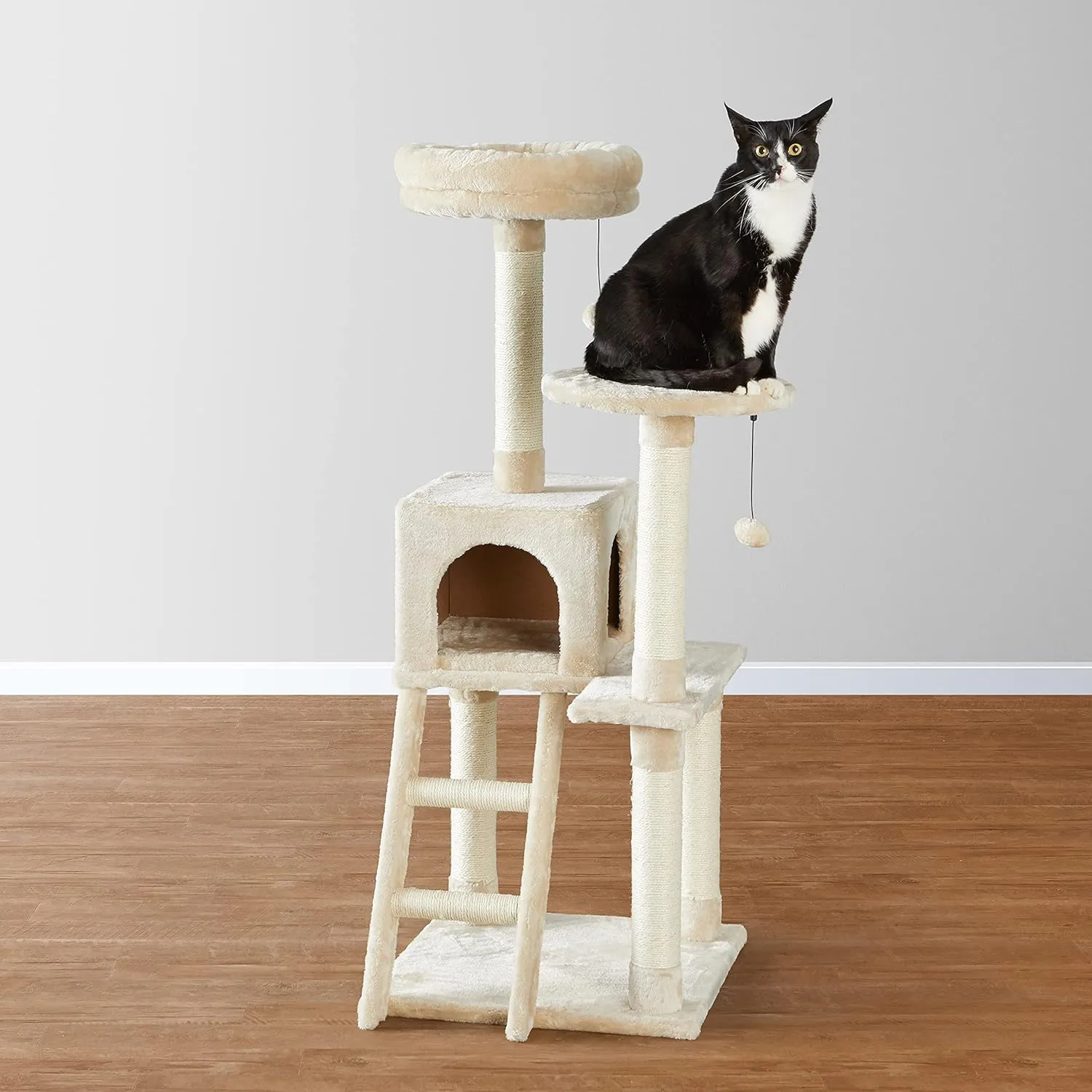 Amazon Basics Multi-Level Cat Tree Indoor Climbing Activity Cat Tower with Scratching Posts, Cave, and Step Ladder