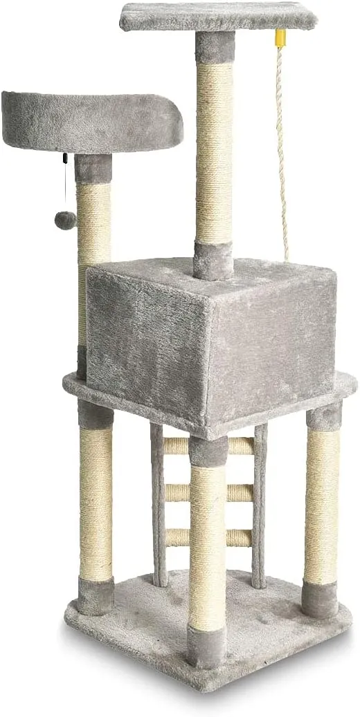 Amazon Basics Multi-Level Cat Tree Indoor Climbing Activity Cat Tower with Scratching Posts, Cave, and Step Ladder