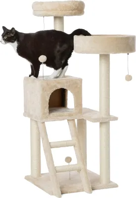 Amazon Basics Multi-Level Cat Tree Indoor Climbing Activity Cat Tower with Scratching Posts, Cave, and Step Ladder