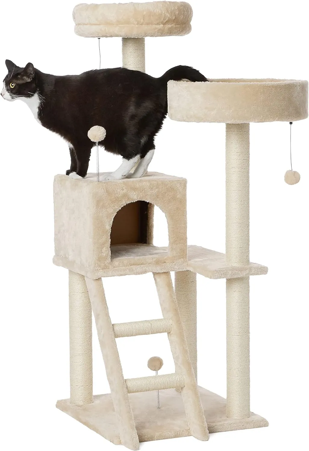 Amazon Basics Multi-Level Cat Tree Indoor Climbing Activity Cat Tower with Scratching Posts, Cave, and Step Ladder