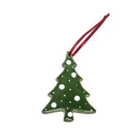 Angel Ceramics Glazed Dotty Christmas Tree Hanging Decoration