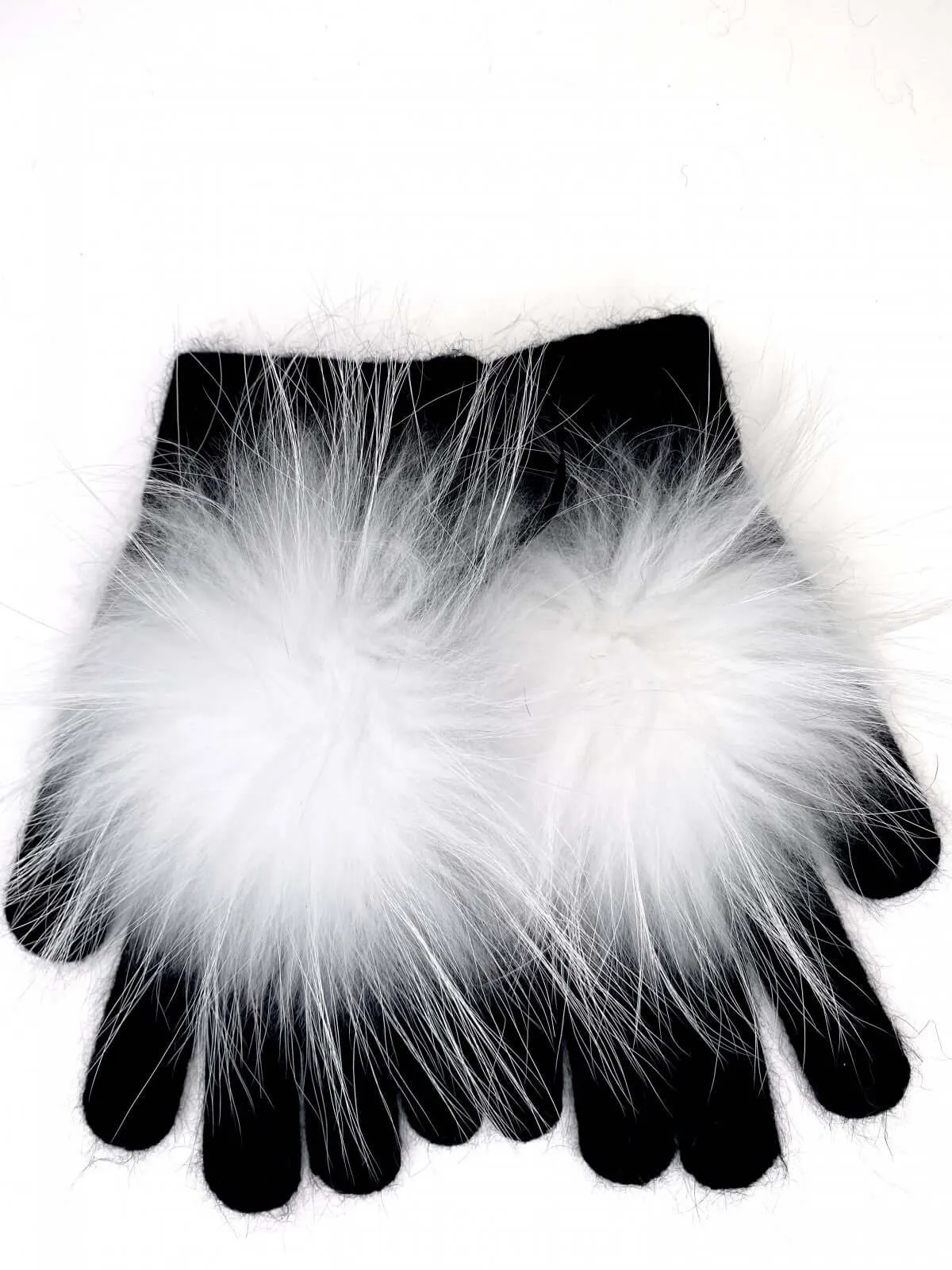 Angora Wool Glove Puff Pom