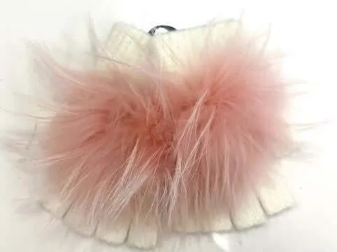 Angora Wool Glove Puff Pom