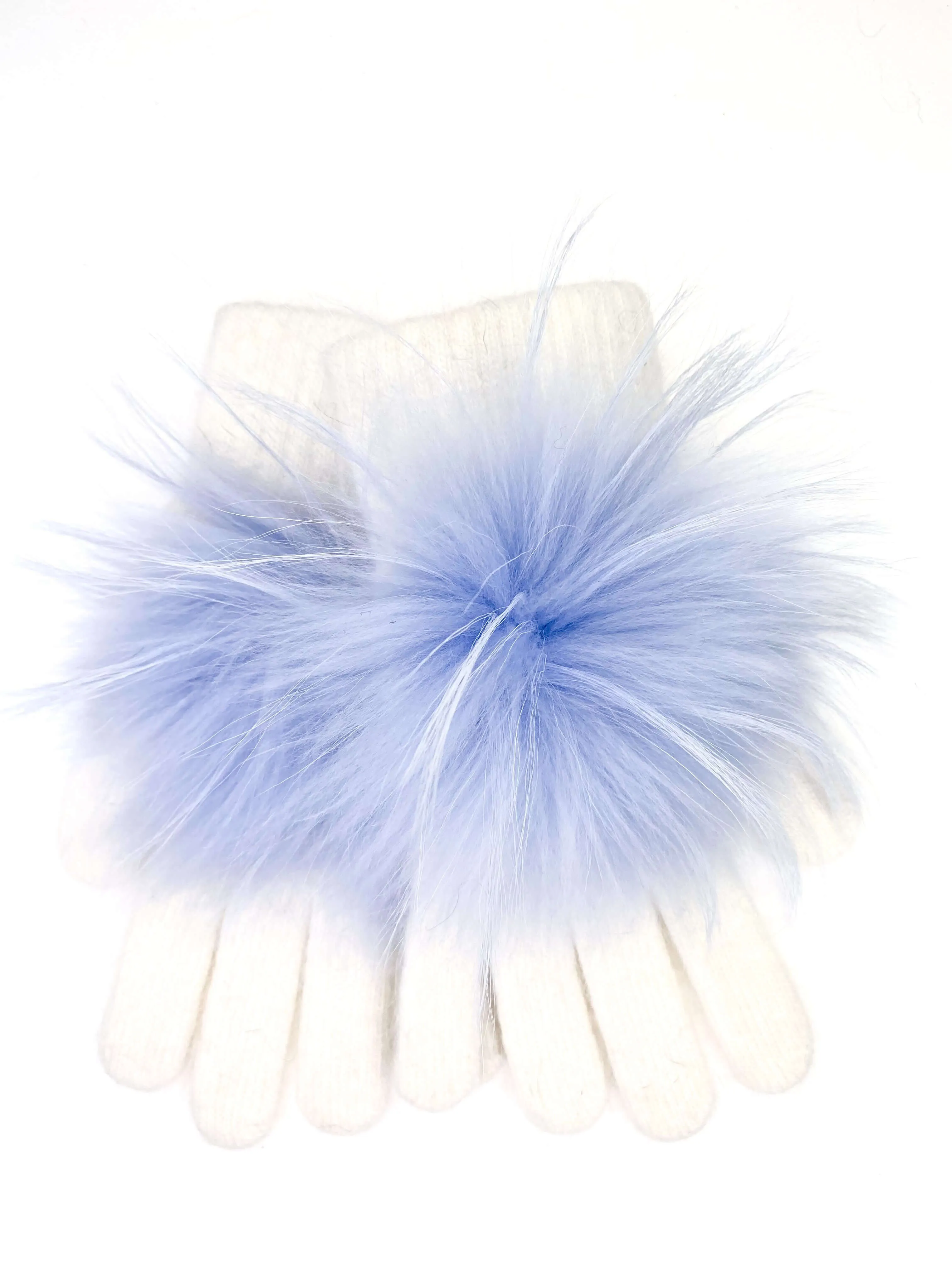 Angora Wool Glove Puff Pom