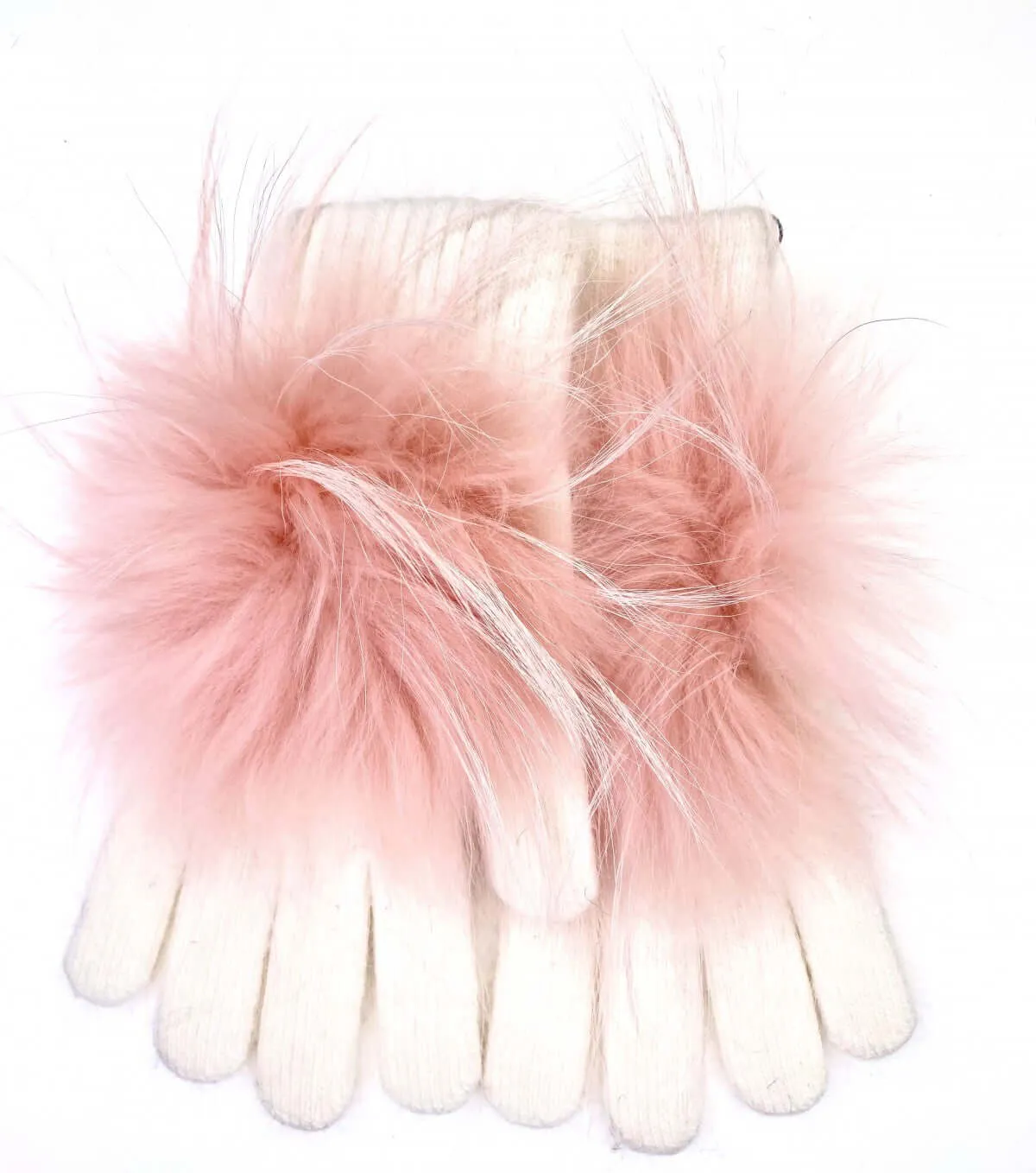 Angora Wool Glove Puff Pom