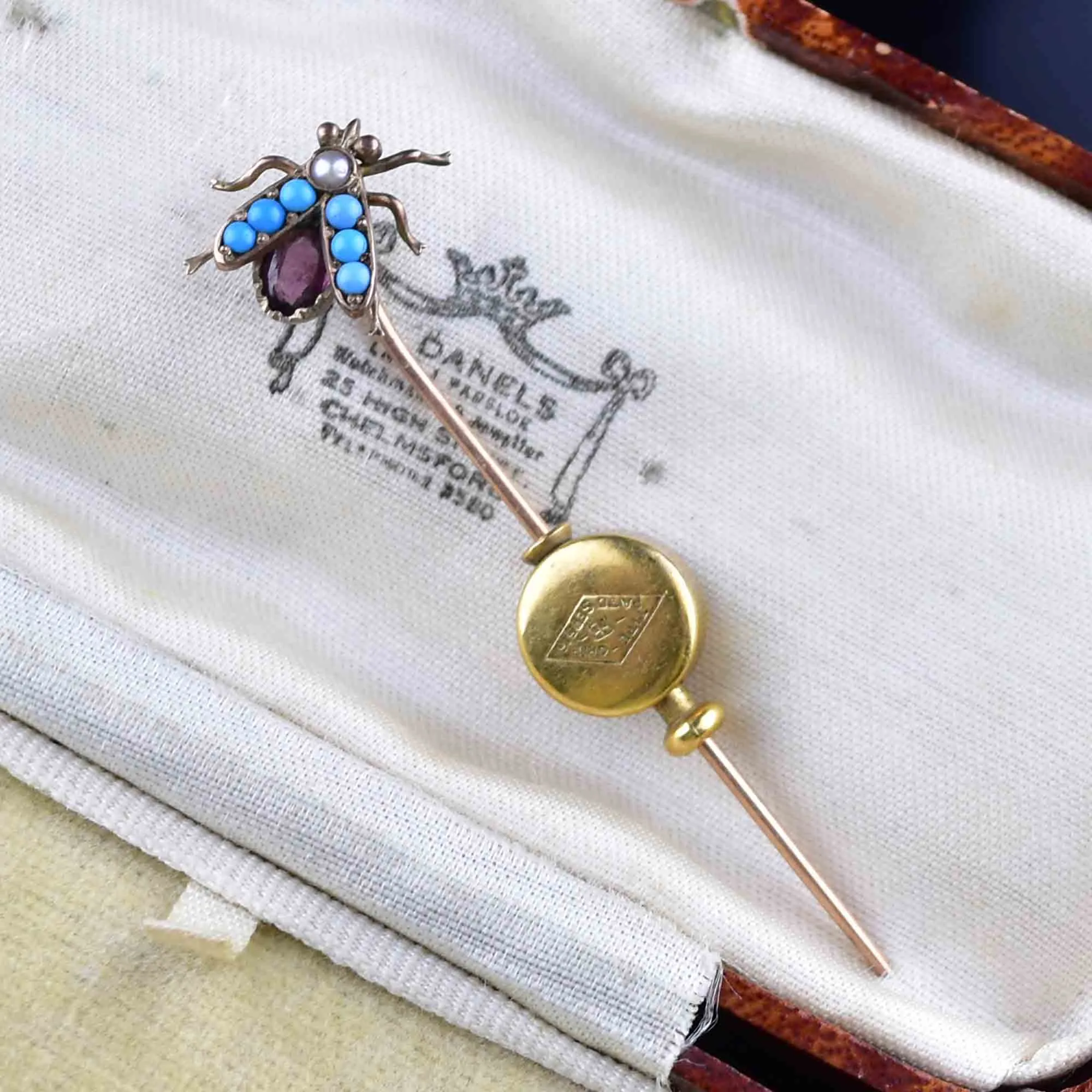 Antique Fly Stickpin Brooch in 14K Gold