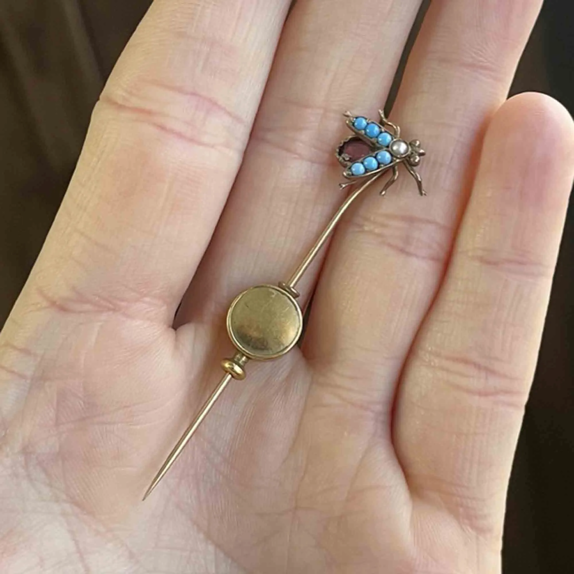 Antique Fly Stickpin Brooch in 14K Gold