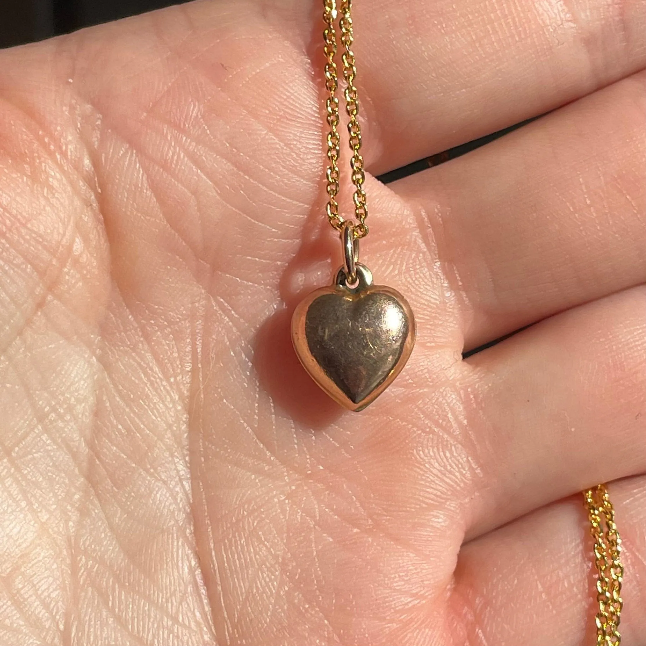 Antique Puffy Rose Gold Heart Pendant Necklace