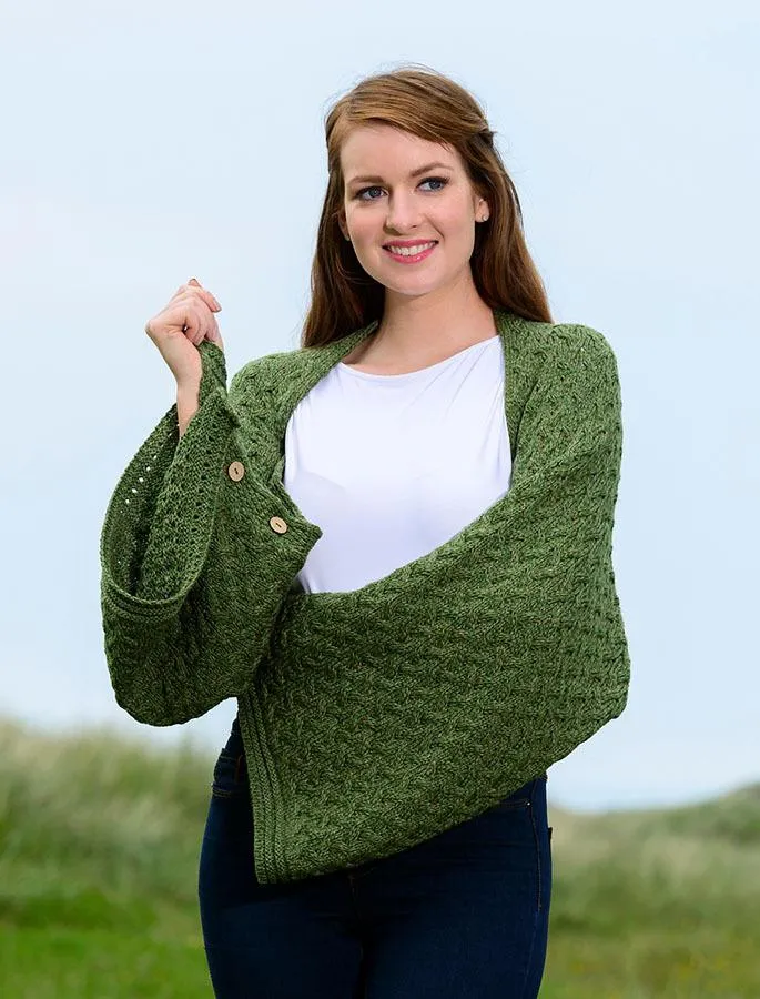 Aran Trellis Poncho - Super Soft Merino Wool