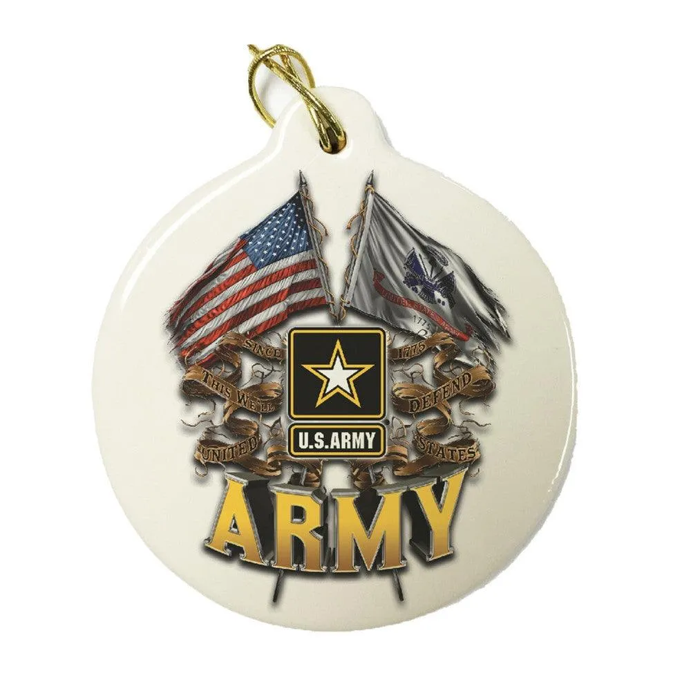 Army Double Flag Christmas Ornament