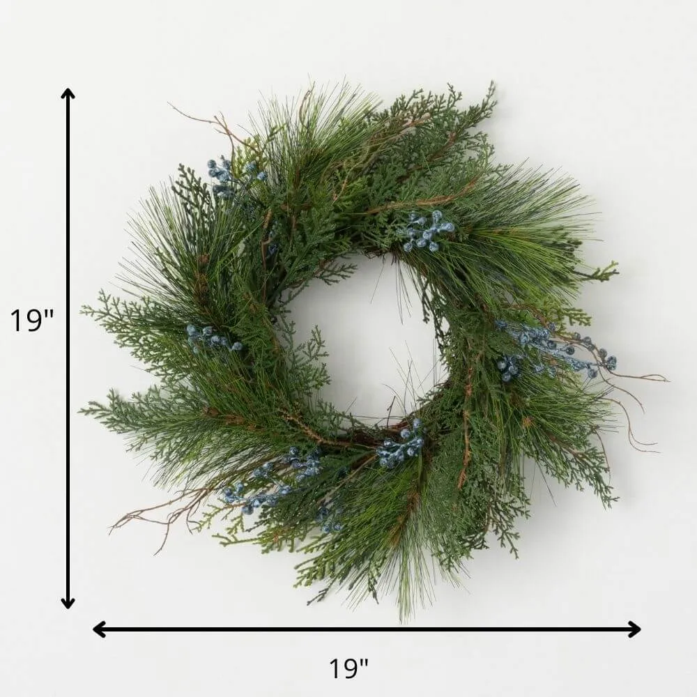 Artificial Juniper Mini Accent Wreath Green 19"H