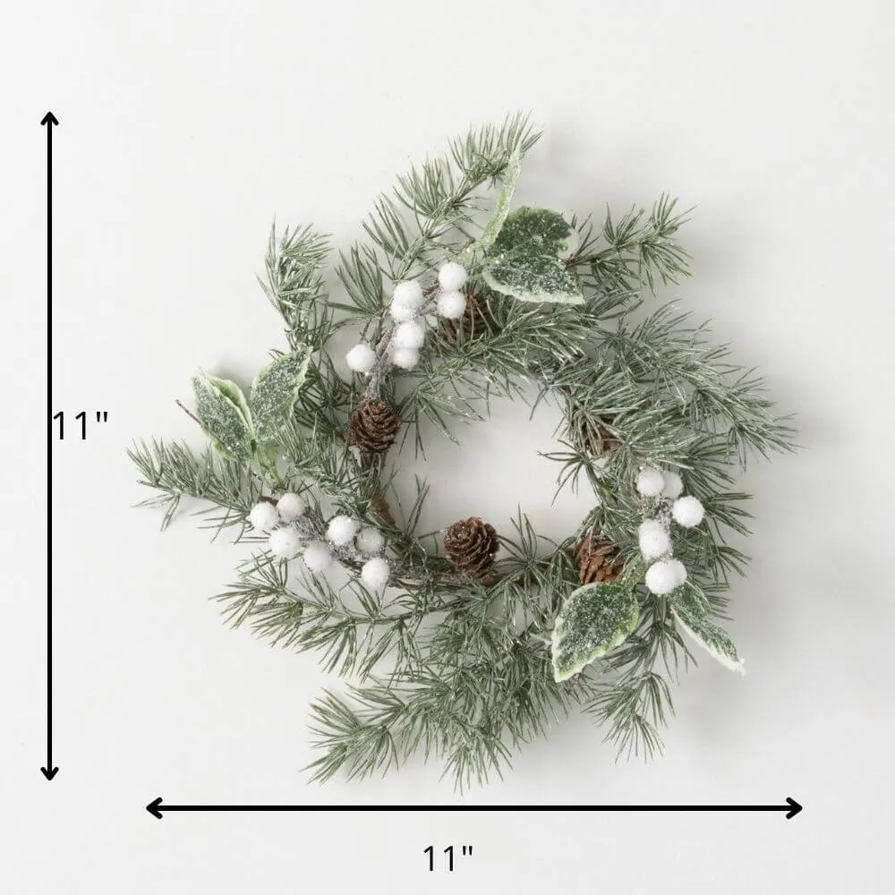 Artificial Pine Leaf And Berry Mini Accent Wreath Multicolor 11"H