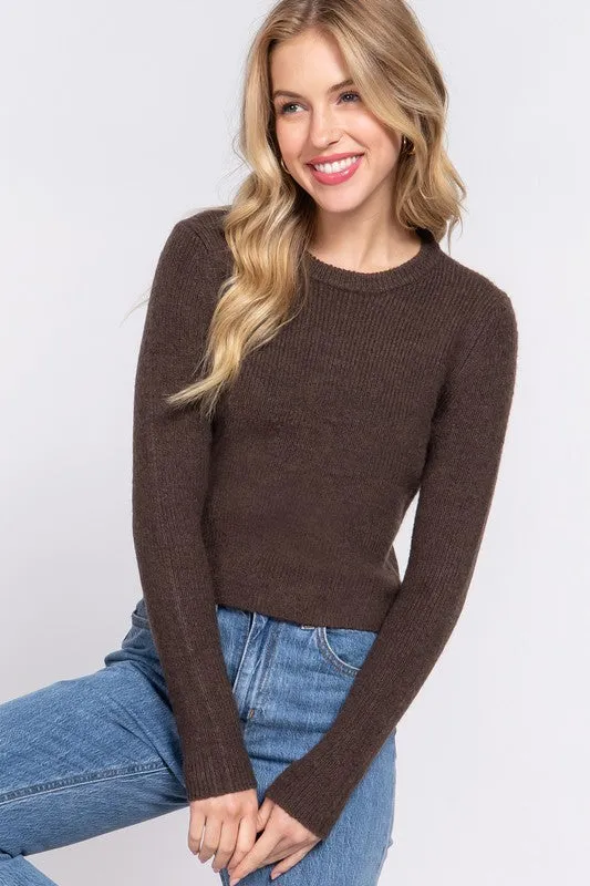 ASTRID LONG SLEEVE CREW NECK SWEATER TOP