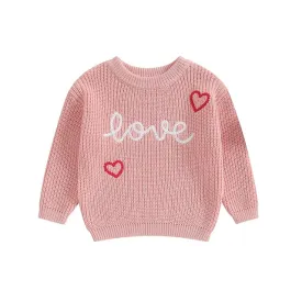 Baby Girls Deluxe Sweater - LOVE - Fall Winter Valentines