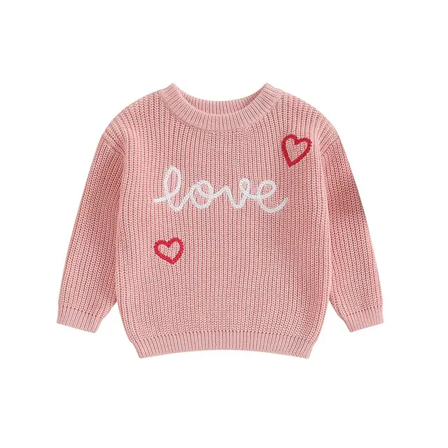 Baby Girls Deluxe Sweater - LOVE - Fall Winter Valentines