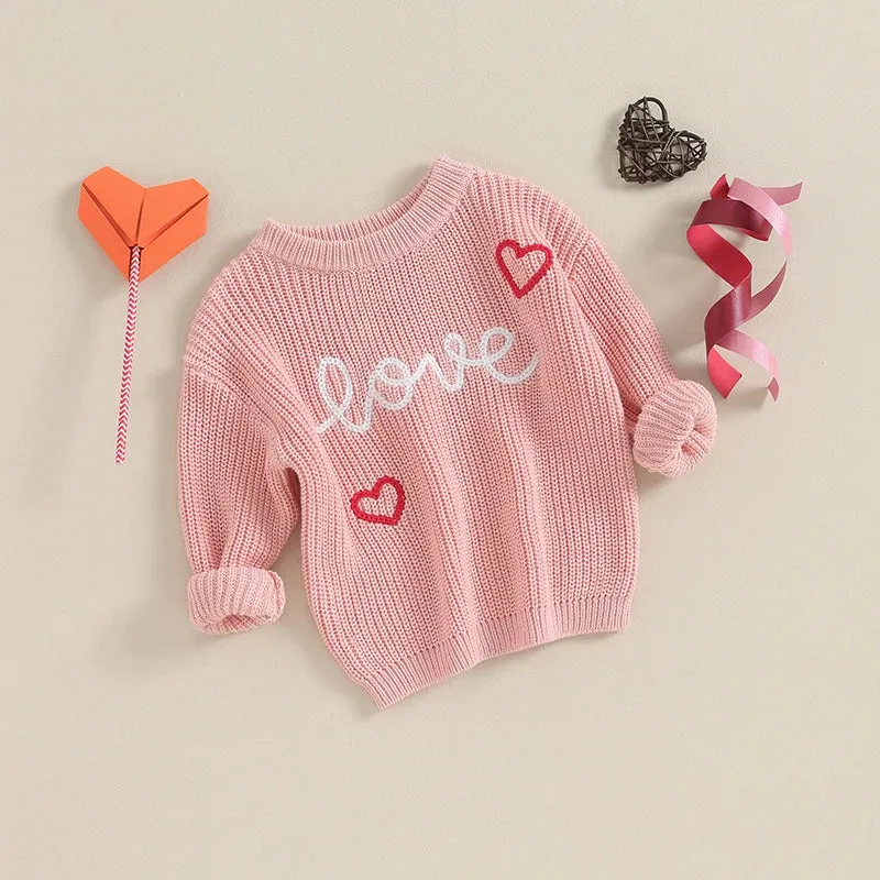 Baby Girls Deluxe Sweater - LOVE - Fall Winter Valentines