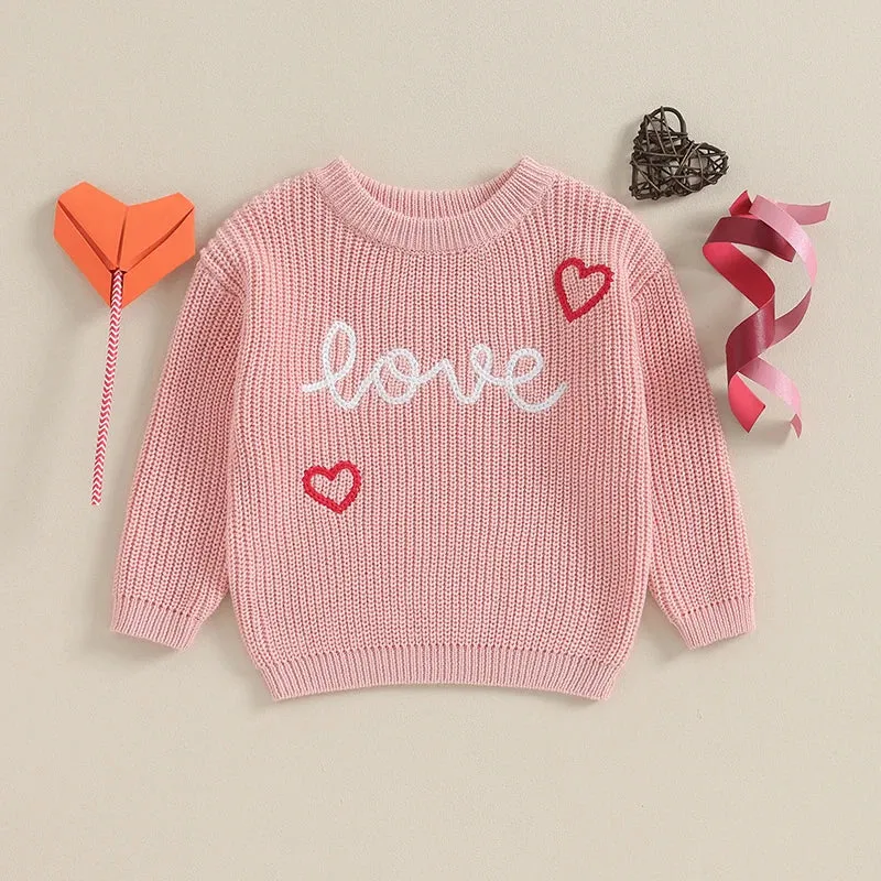 Baby Girls Deluxe Sweater - LOVE - Fall Winter Valentines