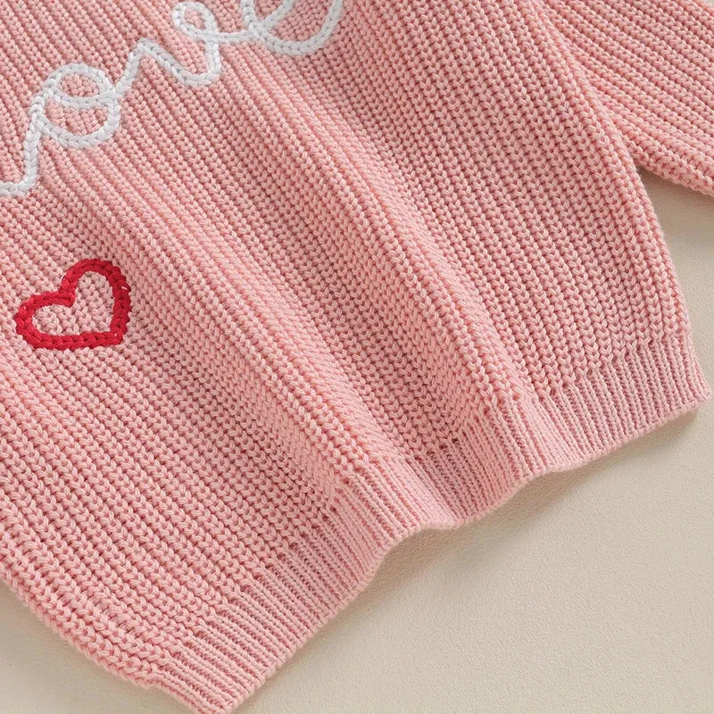 Baby Girls Deluxe Sweater - LOVE - Fall Winter Valentines