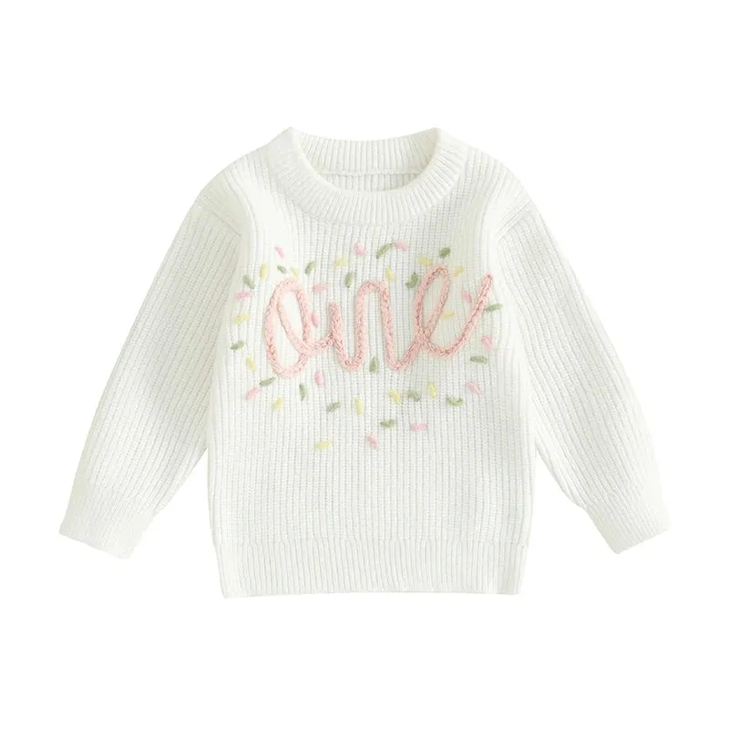 Baby Girls Deluxe Sweater - ONE - First Birthday Confetti