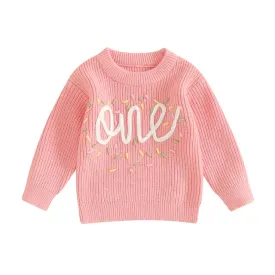 Baby Girls Deluxe Sweater - ONE - First Birthday Confetti